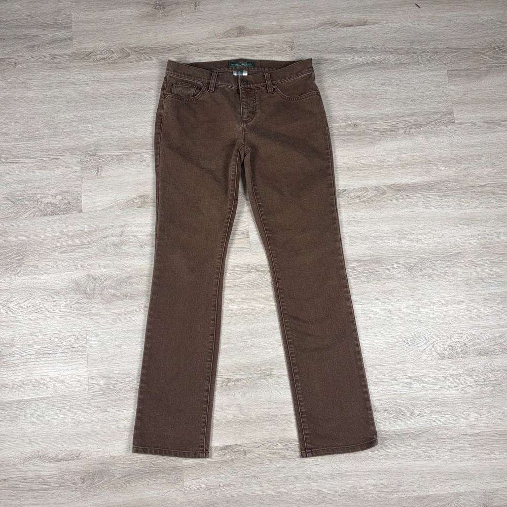Lauren Ralph Lauren Jeans Brown Modern Straight Stretch Denim